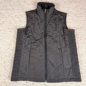 Straight Down Women's Quilted Black Vest Medium Rutherford Hill Winery EUC